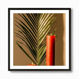 Red Candles And Palm Tree Art Print