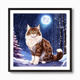 Cat In The Snow Art Print