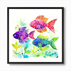 Three Colorful Fish Art Print