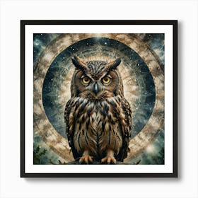 Owl In The Night Sky Art Print