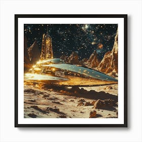 Spaceship On The Moon Art Print