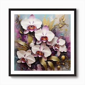 Pattern with Orchid flowers 3 Art Print