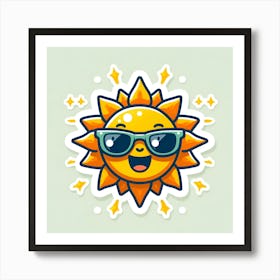 Cartoon Sun With Sunglasses Art Print