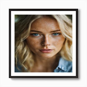 Portrait Of A Woman With Freckles Art Print