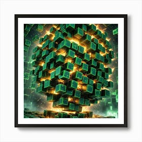 Cubes Of Fire Art Print