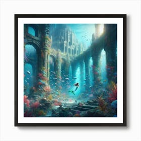 Little Mermaid paintings art print Art Print