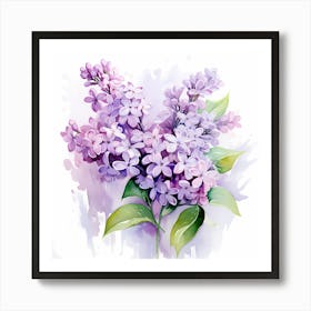 AI Lilac Whispers: A Delicate Watercolor Bloom" Art Print