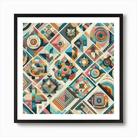 Colorful Quilt Using Geometric Patterns (4) Art Print