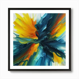 Gorgeous, distinctive yellow, green and blue abstract artwork 1 Art Print