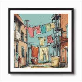 Laundry Line Art Print