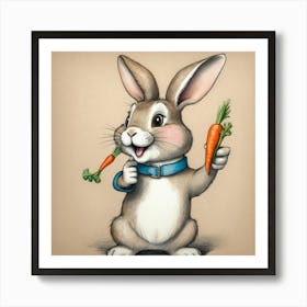 Rabbit Holding Carrots 5 Art Print