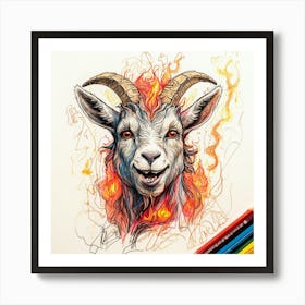 Goat With Flames 9 Art Print