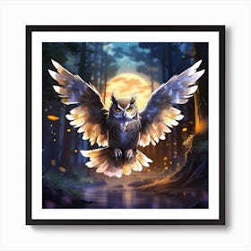 Owl In The Forest Art Print