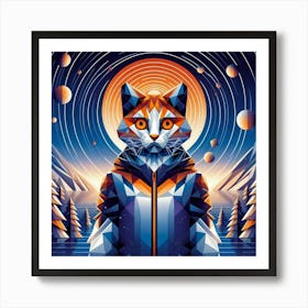 Smokey Low Poly Cat Art Print