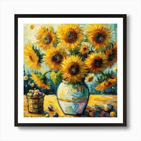 Sunflowers In A Vase 4 Art Print