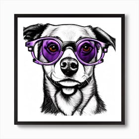 Dog With Glasses 3 Art Print