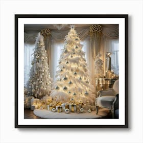 White Christmas Tree Art Print