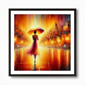 Woman under the rain 3 Art Print