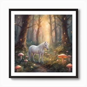 Unicorn In The Forest 1 Art Print