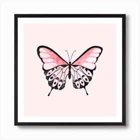 Pink Butterfly Square Art Print