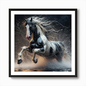 Horse Running In Water 6 Art Print