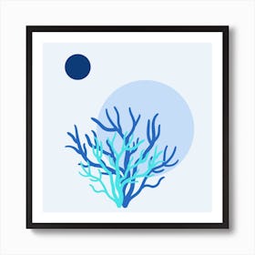 Coral Reef - Light Blue Art Print