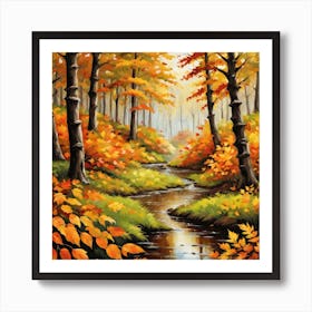 Forest In Autumn In Minimalist Style Square Composition 278 Art Print