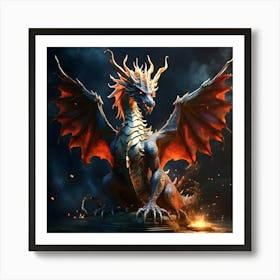 Dragon On Fire Art Print