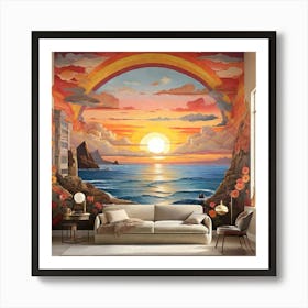 Rainbow Sunset Wall Mural Art Print