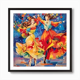 Two Women Dancing Art Print