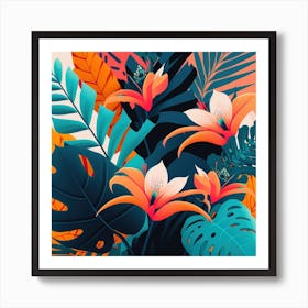 Tropical Flowers Floral Floral Pattern Patterns Art Print