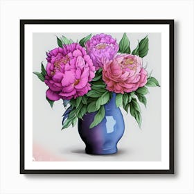 Peonies In A Vase Art Print