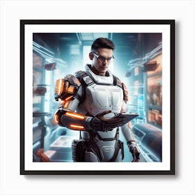 Futuristic Man In Futuristic Suit 58 Art Print