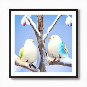 Doves On A Tree Art Print