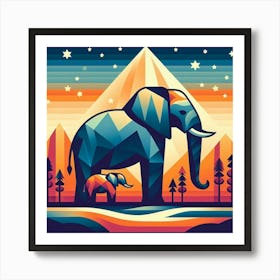 The Wise Ones Elephants In The Mountains Art Print