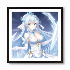 Elemental Anime Girls: Ice Queen portrait Art Print