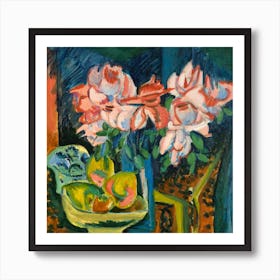 Pink Roses, Ernst Ludwig Kirchner Art Print