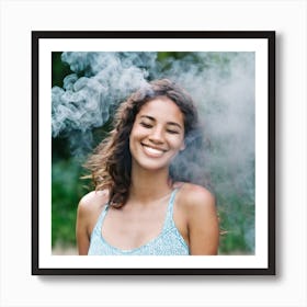Smiling Woman With Smoke Art Print