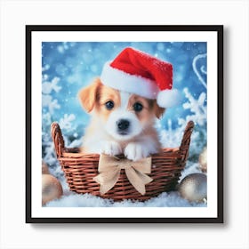 Christmas puppy Art Print