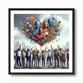 People In A Heart Art Print