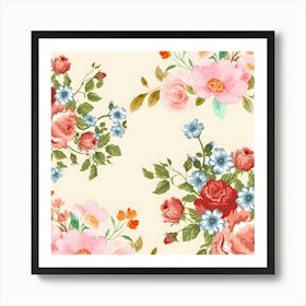 Watercolor Floral Pattern 5 Art Print