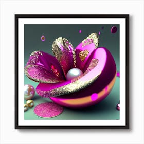 Pink Flower 3d Wallpaper Art Print