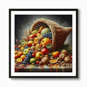 Fruit Grape Apple Nut Orange Food Art Print