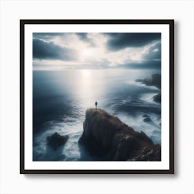 Man Standing On A Rock Art Print