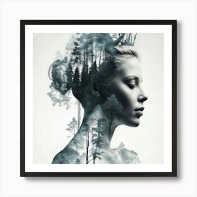 Portrait Of A Woman With Trees Poster