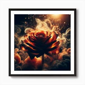 Rose With Smoke And Stars Art Print