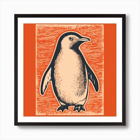 Retro Bird Lithograph Penguin 3 Art Print