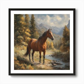 Horse In The Mountains Art Print