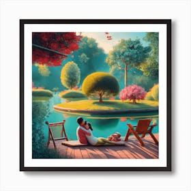 Date time of couple into the Garden Art Print