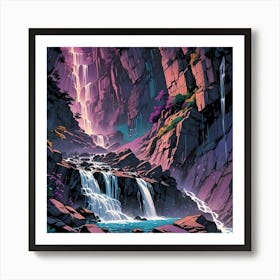 Rock Face Waterfall Art Print